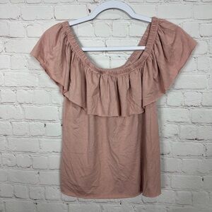 Ivy + Main juniors girls off shoulder‎ pink blouse shirt top, sz S, GUC